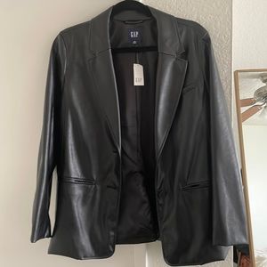 Black faux leather blazer